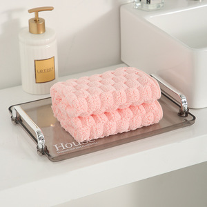Ensemble de serviettes en tissu éponge Cloud Grid 35x75cm 70x140cm, couleur unie, en polaire corail moelleuse, pour la maison et la salle de bain - Product Image 2