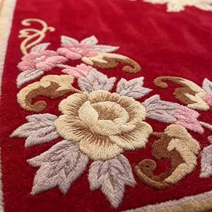 Tappeto Tufted Artigianale a Pelo Lungo Stile Cinese in Lana Rossa e Acrilico per Decorazione Sale Riunioni, Soggiorni e Location per Matrimoni - Product Image 5