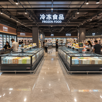 Congélateur commercial combiné pour supermarché, vitrine à porte vitrée pour aliments surgelés, congélateur coffre grande capacité pour glaces et viandes