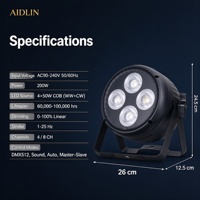 Lampu PAR COB 4*50W 200W LED Stage Par Can DMX512 Aktif Suara Putih Hangat Dingin Untuk Pesta Bar Pernikahan