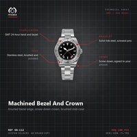 Montre mécanique personnalisée GMT avec mouvement NH34, double fuseau horaire, verre saphir, lunette en céramique, aiguilles lumineuses, boîtier en acier chirurgical