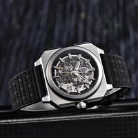 Montre à quartz squelette PD-1791 neuve, verre saphir luxueux, bracelet en cuir alliage antique, lumineuse, étanche, pour homme