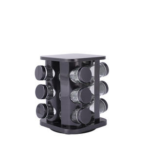 360 girevole in acciaio inox portaspezie Organizer con 20 vasetti di vetro per condimenti da cucina - Product Image 3