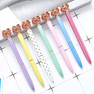 Kawaii Crystal Ballpoint Pen Fashion <b>Girl</b> Heart Shape Large Diamond Metal Custom Logo Promotional Spin Pen <b>School</b> Supplies - Product Image 1