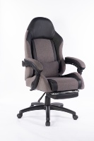 Chaise de bureau et de gaming élégante en cuir et tissu, inclinable, avec repose-pieds, pivotante à 360°, structure en acier, vérin à gaz 3 positions