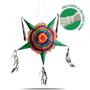 <span class=keywords><strong>Pinata</strong></span> étoile mexicaine extra large avec cônes verts et corde de 30 pieds - Product Image 4