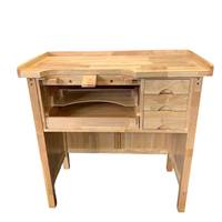 Banc de travail professionnel en bois massif pour la fabrication de bijoux avec tiroirs de rangement pour outils, table de travail moderne pour bijoutier pour une fabrication de précision
