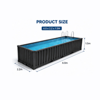 Piscine hors sol rectangulaire en fibre de verre portable d'extérieur, épaisseur 10 mm, 20 pieds x 40 pieds, type conteneur