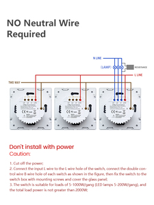 Fábrica Novo Design UE/REINO UNIDO Padrão OEM casa inteligente 110V 220V <span class=keywords><strong>3</strong></span> <span class=keywords><strong>Gang</strong></span> 2Way Luz Led Eletrônica Interruptor de Toque parede - Product Image 6
