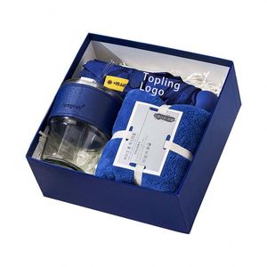 Boîte cadeau de tasse à café de la série bleu foncé avec logo personnalisé, cadeau d'entreprise pratique pour les clients et les employés - Product Image 4