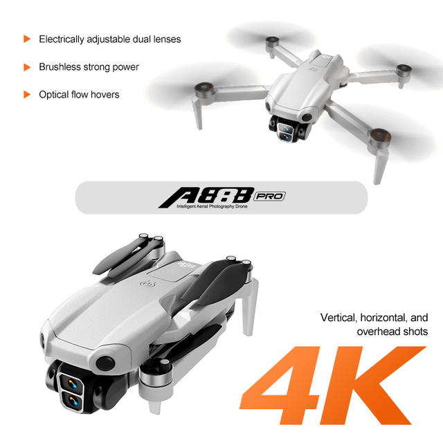 A888 Pro Foldable Intermediate Commercial-Grade Drone 4K UHD Triple Camera 3-Axis Gimbal GPS+GLONASS 6-Way Obstacle Avoidance