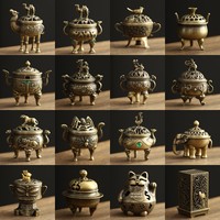 Nouveau Censer carré en alliage de zinc de style chinois, fabriqué au Fujian, avec motifs Dragon et Phénix, Kylin et Arbre à Argent, électroplaqué, petit récipient à trésors