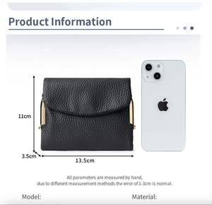 Ando Bag Cartera corta de piel de vaca auténtica para mujer, tarjetero múltiple con bolsillo para monedas con cierre de beso - Product Image 3