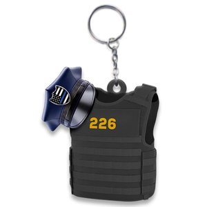 Llavero de regalo con diseño de policía, adornos acrílicos planos y creativos para mochila de hombre y mujer, llavero colgante. - Product Image 5