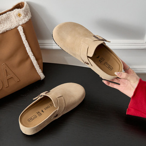 Scarpe Boken con suola spessa mezze ciabatte da donna in vera pelle con estensione interna di 5CM nuove scarpe Boken estive con copri punta - Product Image 1