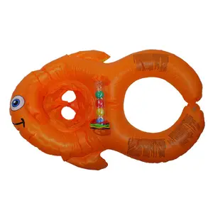 用充气橙色金鱼婴儿座椅游泳池漂浮，让你的孩子安全快乐
