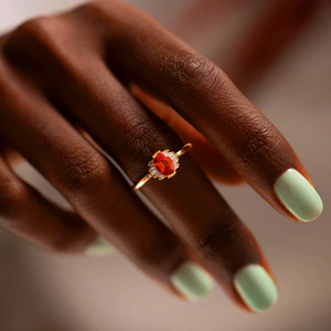 Anillo Abierto de Plata de Ley S925 con Rubí en Forma de Huevo Rojo Rosa de Lujo CANNER, Anillo de Diamantes Baguette para Mujer - Product Image 5