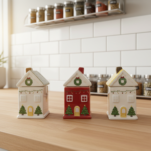 Barattolo per Spezie in Ceramica a Forma di Casa, Design Popolare per Cucina, per Sale, <span class=keywords><strong>Pepe</strong></span> e Zucchero - Product Image 3