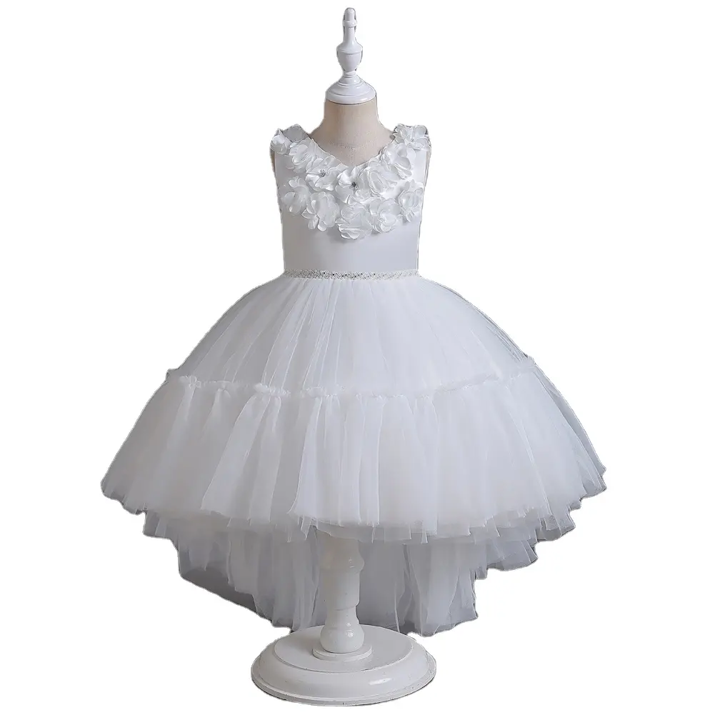Новая Одежда для девочек, элегантное платье принцессы на день рождения для девочек, детское пушистое платье для выступлений на пианино с цветами