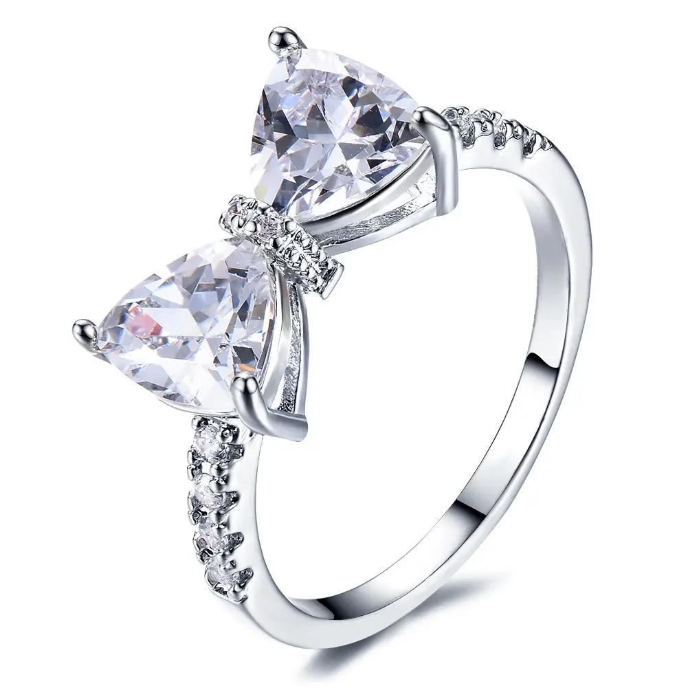 Hovanci Liefhebbers Sieraden Fonkelende Boog Knoop Stapelbaar Vlinder Wing Finger Rings Voor Vrouwen Micro Pave Aaa Cz Valentijnsdag gift