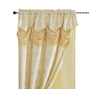 Multi-color Luxury Design Jacquard <strong>Window</strong> Curtain <strong>Panel</strong> with Attached Waterfall Valance Taffeta Backing Included for Home - Product Image 3