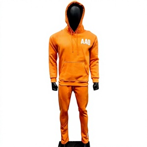 Sudadera con Capucha Naranja para Hombre EFFO APPAREL, 100% Algodón, Color Sólido, Informal, Otoño, con Cordón Ajustable y Logotipo Estampado en la Parte Delantera - Product Image 1