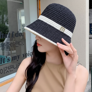 Cappello da secchio in Rattan cappello da sole portatile cappello di paglia per l'escursionismo per le attività all'aria aperta - Product Image 1