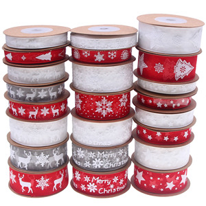 Pita salju busa Natal organza kemasan pohon Natal pita salju poliester hadiah - Product Image 1