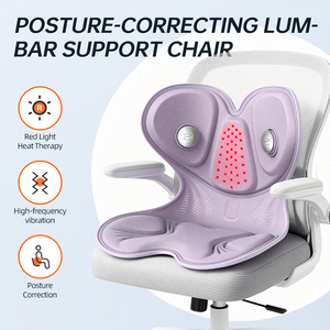 Chaise ergonomique avec thérapie par lumière rouge pour soulager la douleur, massage par vibration, soutien lombaire, coussin dorsal, correcteur de posture - Product Image 3