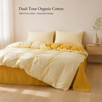 Ensemble de housse de couette en coton biologique 100% pur, réversible, bicolore, doux, respirant, avec attaches aux coins, pour hôtel