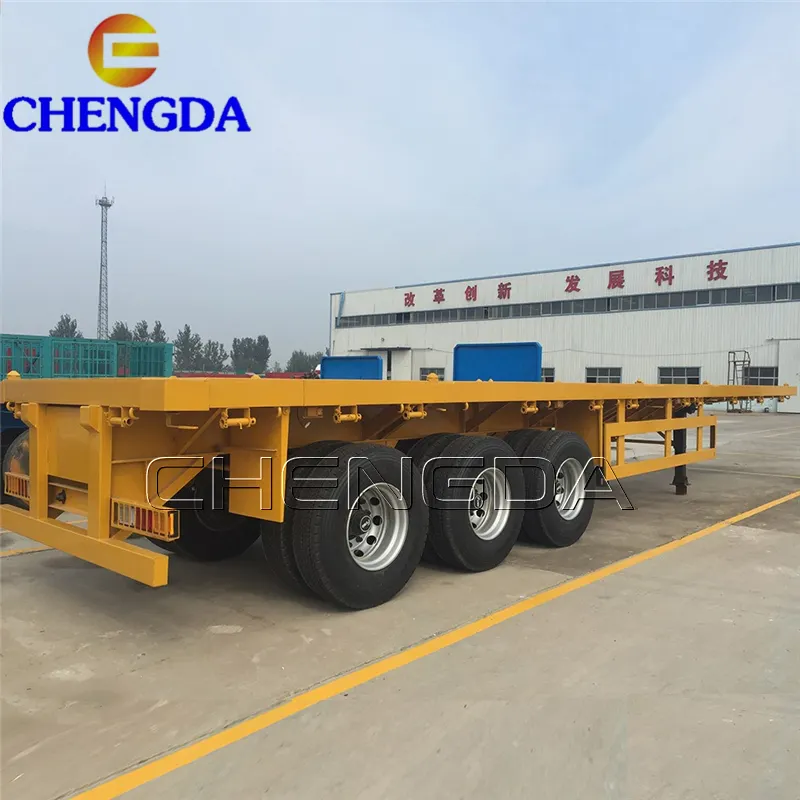 Tri Axle 40 Ft 40 Feet Flat bed Container Carrier Semi Truck Flatbed Trailer For Sale