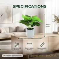Offre Spéciale : Plante Artificielle en Pot de 34 cm, Feuilles Vertes Réalistes, Pot Blanc, Prix de Gros, OEM Personnalisé en Gros, Expédition Mondiale Rapide