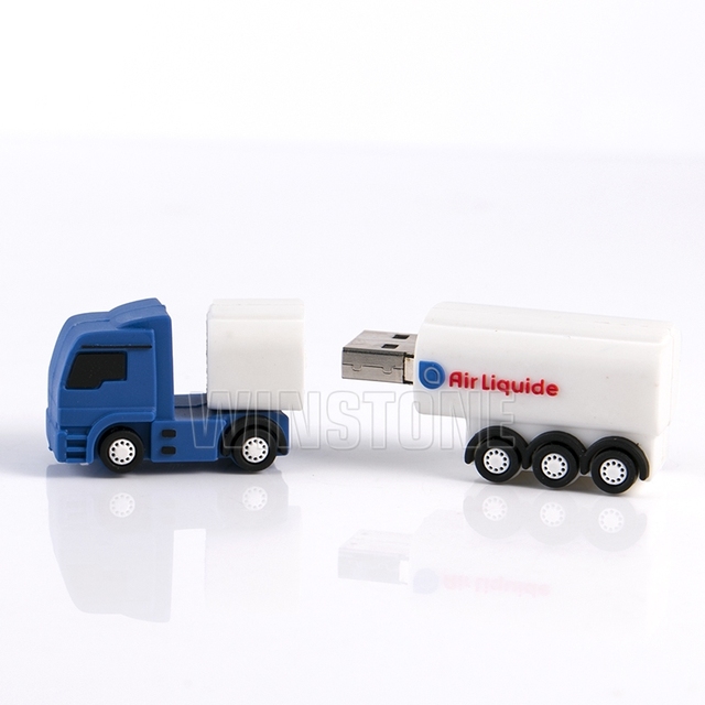 WinStone UFD Custom High Speed 3D Soft PVC Plastic Eco-Friendly Durable Cute Truck Car 128GB USB Flash Drive Custom Shape Color