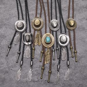 ヨーロッパ系アメリカ人ゴシックウェスタンデニムポロタイボロトレンディ合金ロードストリングロングハットバタフライシェイプ仏教ファッションスタイル - Product Image 1