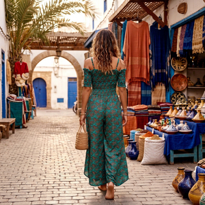 Mono largo bohemio con hombros descubiertos, vestido casual con estampado floral, ajuste holgado, de seda tejida, para verano, ecológico, corte A, estilo Y2K para mujer - Product Image 2