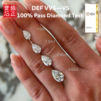 Diamante Cultivado en Laboratorio con Certificación IGI Premium, Corte Pera, CVD HPHT, 1-5 Quilates, VVS-VS, Corte Excelente, Venta al Por Mayor para Joyería