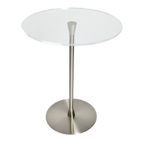 1 plateau incurvé en acier inoxydable et acrylique clair, avec Table transparente, lanterne en Lucite