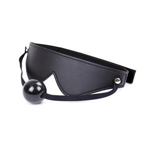 نمط جديد أسود قناع عين مع فتح الفم الكمامة عبودية الجنس بليندر وضبط النفس الفم محشوة المطاط الكرة ألعاب الكبار اللعب Sexo - Product Image 3