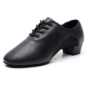 Sepatu dansa Latin pria, Kasut latihan Ballroom sol lembut kain Oxford + jaring