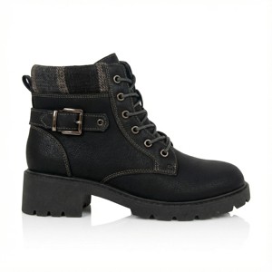 <span class=keywords><strong>Botas</strong></span> Negras Cómodas para Niños, <span class=keywords><strong>Botas</strong></span> de Tobillo con Cordones, Detalle de Hebilla, Cierre Lateral con Cremallera, Calzado Informal - Product Image 2