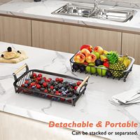 Panier de rangement multifonctionnel haut de gamme à 2 niveaux en fil métallique pour légumes et fruits, idéal pour la cuisine