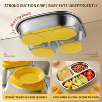 En stock, assiette pour enfants en acier inoxydable 304, assiette d'alimentation pour bébé, assiette antidérapante en silicone avec ventouse