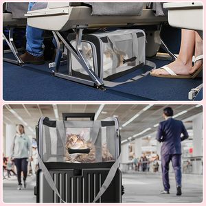 Sac de transport pour animaux de compagnie personnalisé à quatre côtés avec fenêtre en maille PC et poche latérale pour tablette, respirant et portable - Product Image 6