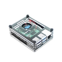 Casing Raspberry PI 4 Baru, Casing Pelindung Plastik, Casing Aluminium Hitam Putih dengan Kipas, Raspberry PI 4 Model B Akrilik