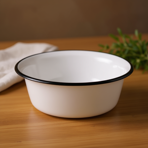 Tazón Esmaltado KARL KRGER Blanco con Borde Negro de 12 cm de Diámetro para Uso en la Cocina - Product Image 3