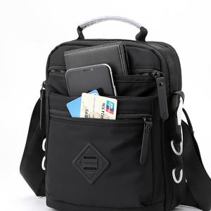 Wbpower Sac bandoulière en nylon pour homme, petit sac carré pour affaires, imperméable, usage quotidien, noir, gris, bleu foncé - Product Image 1