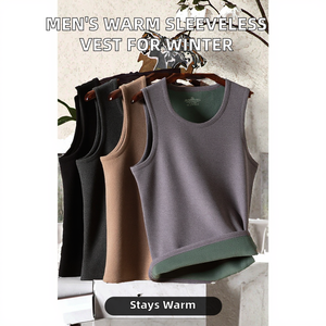 Chaleco de punto grueso y cálido para hombre con camiseta sin mangas en el interior, ideal para deportes y fitness en otoño e invierno. - Product Image 2