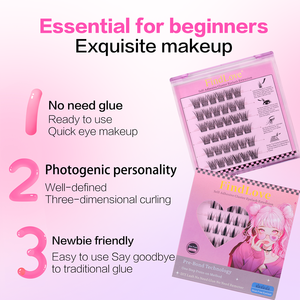 Cils de bricolage auto-adhésifs pré-collés 0.15mm d'épaisseur BC Curl <span class=keywords><strong>Princess</strong></span> Hare <span class=keywords><strong>Lash</strong></span> Pearlet Design Flame Lower Glue-Free Press Lashes - Product Image 2