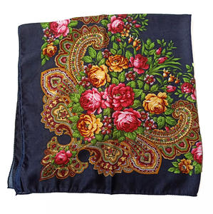 Fabricant de foulards de tête vendus à chaud châles 80*80cm imprimé de fleurs femmes polyester carré <span class=keywords><strong>Ukraine</strong></span> foulards russes - Product Image 5