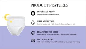 Celana Menstruasi Sekali Pakai Grosir OEM untuk Wanita, Ultra Lembut, Bernapas, Anti Bocor, untuk Penggunaan Malam Hari dengan Aliran Deras - Product Image 2